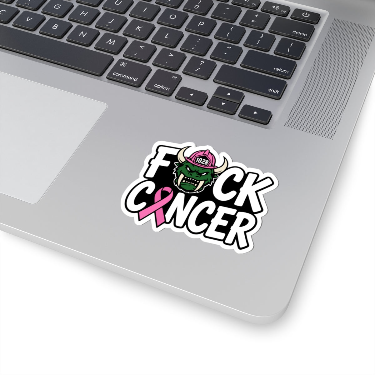 Fuck Cancer Sticker — Pink Ribbon Firefighter Viking Kiss-Cut Vinyl Decal