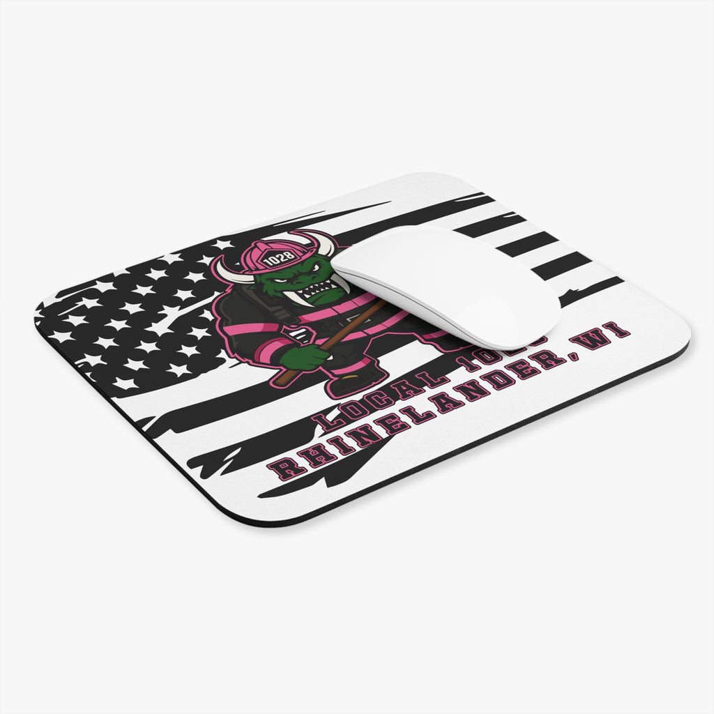 Rhinelander WI Local 1028 Firefighter Mascot Mouse Pad - American Flag Design
